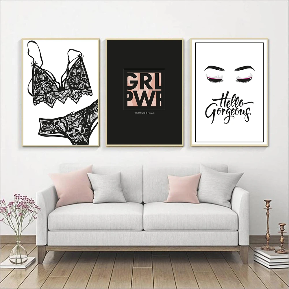 Fashion Woman Sexy Underwear Lashes Wall Art Canvas Painting Nordic Posters And Prints Wall Pictures For Living Room Home Decor