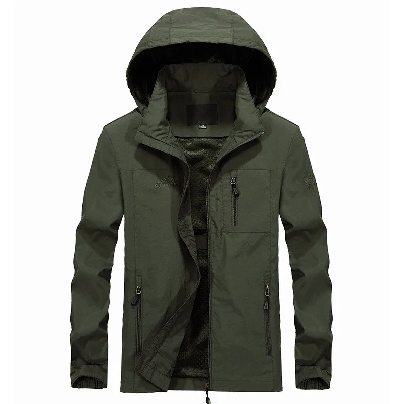 

Men's Spring Windbreaker Waterproof Military Jackets Hooded Casual Coat Male Autumn Outdoor Overcoat Clothing Plus Size 5XL