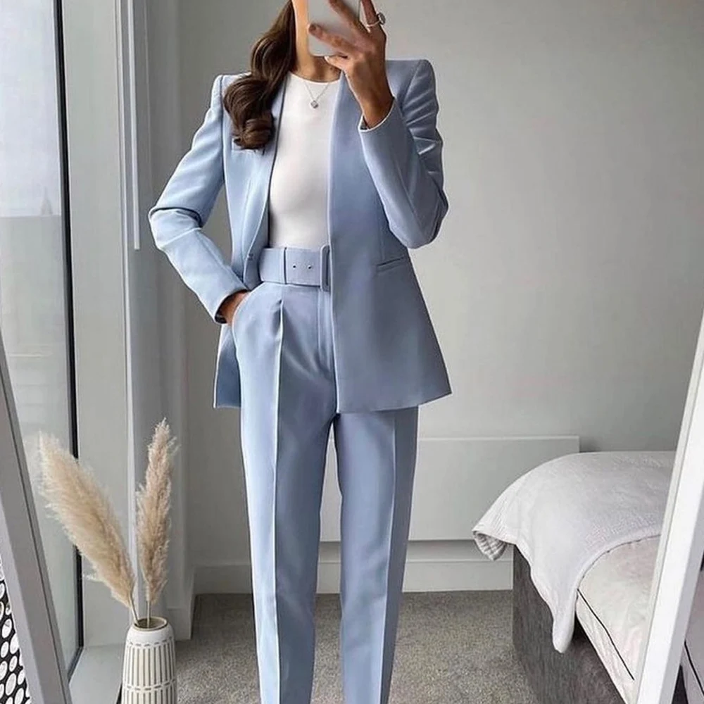 XEASY 2021 Women Elegant Solid V Neck Long Sleeve Suit Female Vintage Office Lady Hidden Breasted Blazer Casual Slim Chic Tops