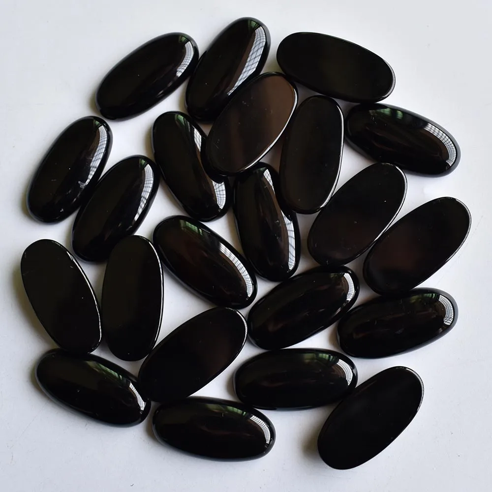 Wholesale 20pcs/Lot fashion high quality natural black onyx oval shape cab cabochon beads for Jewelry making 15x30mm free