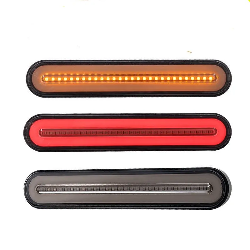 2PCS Waterproof Heavy-duty cargo trailer 100LED two-color running water light guide turn tail light yellow light running water