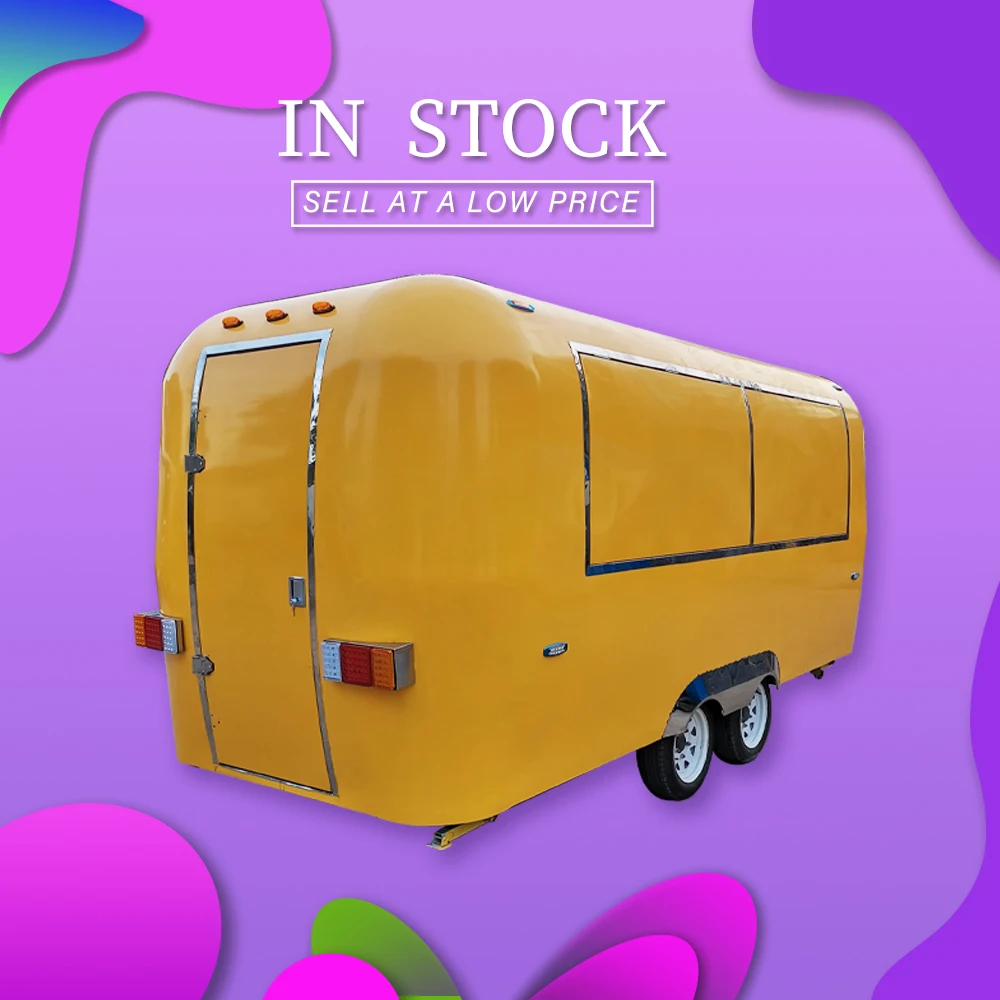 In Stock Hot Sale Airstream Mobile Food Carts Trailer Ice Cream Truck Snack Food Carts With Stainless Steel Material