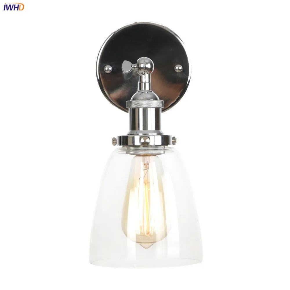 Imagem -03 - Iwhd Loft Industrial Conduziu a Luz da Parede Luminárias Quarto Espelho da Escada de Vidro Prata Metal Antigo Lâmpada Parede do Vintage Lampara Pared Led