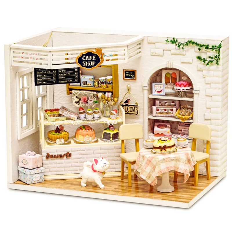 

Doll House Furniture Diy Miniature Dust Cover 3D Wooden Miniaturas Dollhouse Toys for Children Birthday Gifts Cake Diary