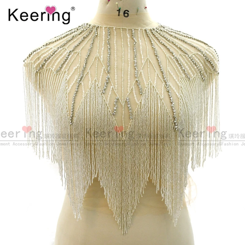 

Hand-Made Waterfall Dangling Rhinestone Body Applique, Party Dress, WDP-342