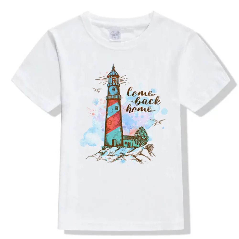 Ocean Guide Lighthouse Stripes Heat-sensitive Appliques Thermo Stickers On Clothes Transfer Fusible Clothing Custom Tops