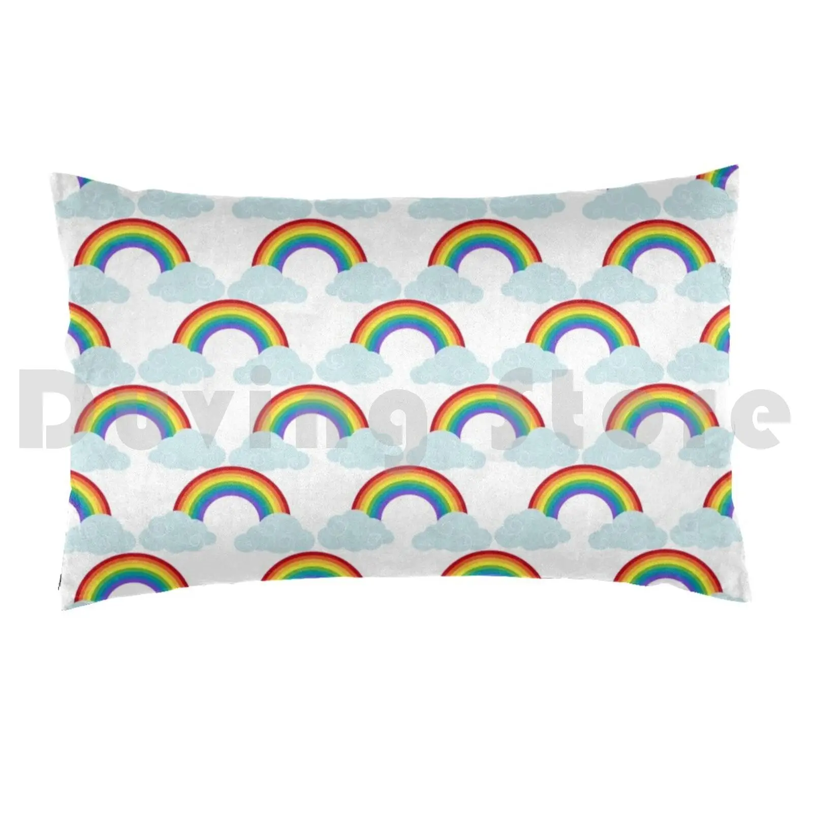 Simple Rainbow And Cloud Pattern Pillow Case Printed 35x50 Rainbow Raindrops Rain Cloud Clouds Cute Weather