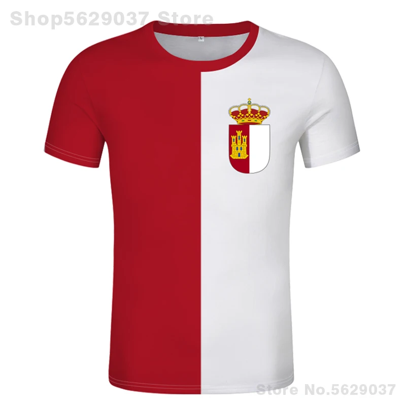 Castilla La Mancha Shirt Free Custom Made Name Number Toledo T-Shirt Print Flag Word Cuenca Ciudad Real Albacete Spanish Clothes