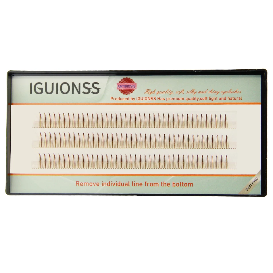 IGUIONSS 3 rows 120 bundles Eyelashes Single Cluster Self-Grafting  A Shape Premade Volume False lashes Long Lasting Natural