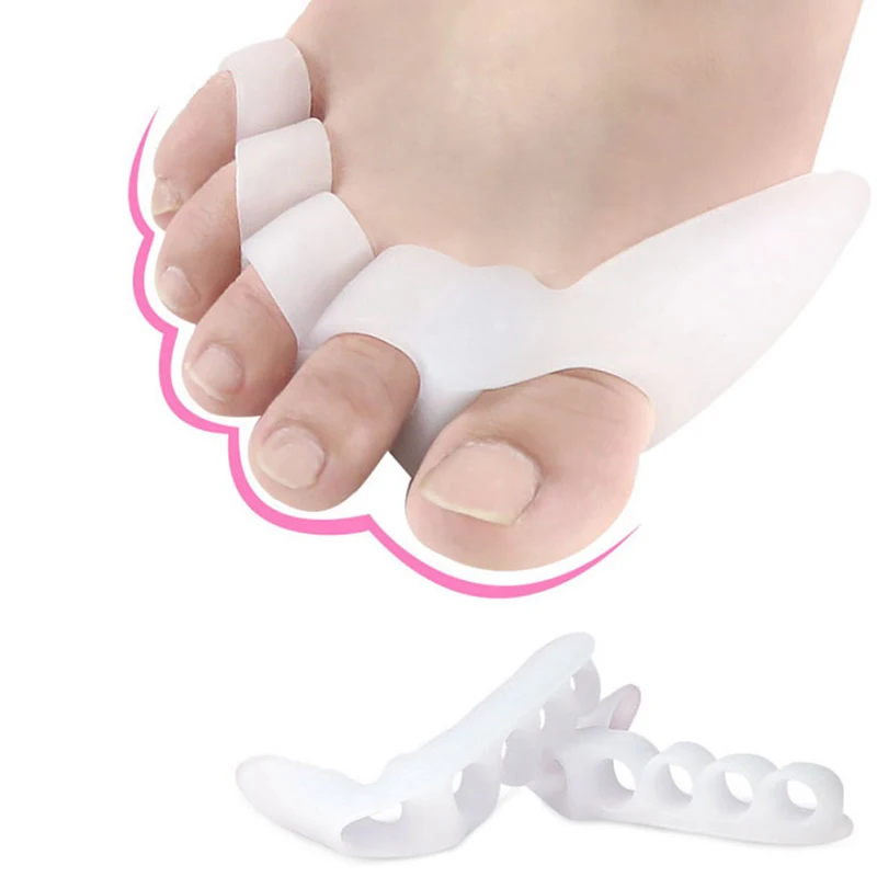 2pcs Silicone Gel Toe Separator 5 Hole Feet Fingers Thumb Valgus Protector Bunion Adjuster Hallux Valgus Guard Foot Care Tool~