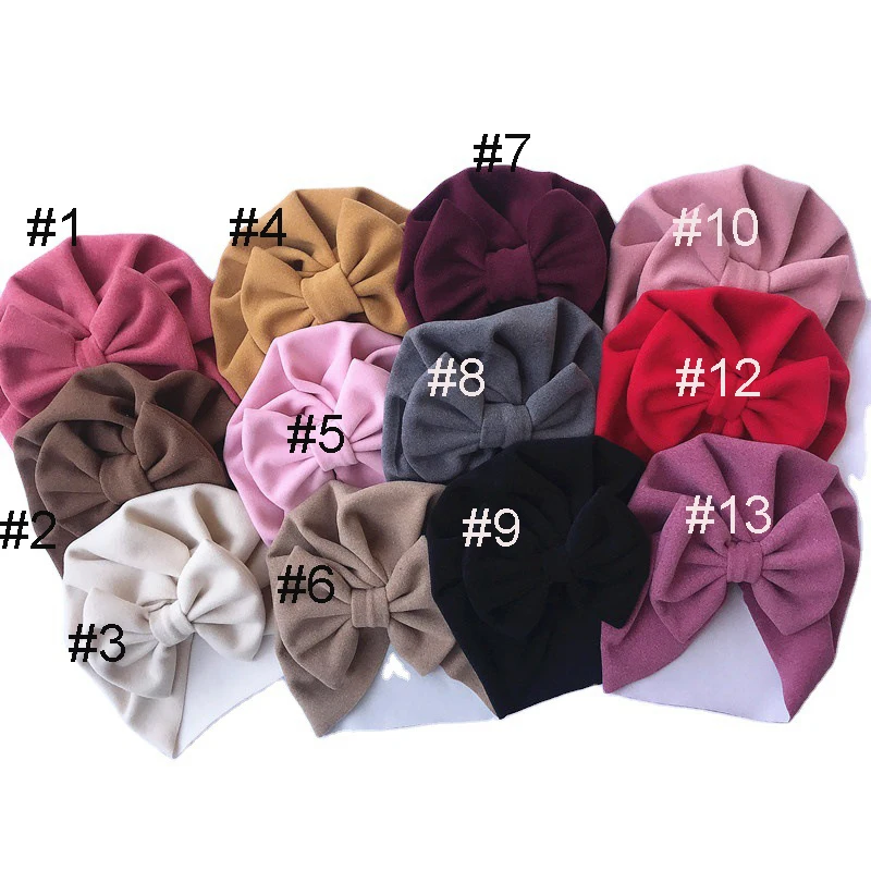 12pc/lot Infant Winter Headbands Solid Cashmere Kont Turban Headwear For Girls Spandex Stretchy Beanie Hat Baby Hair Accessories