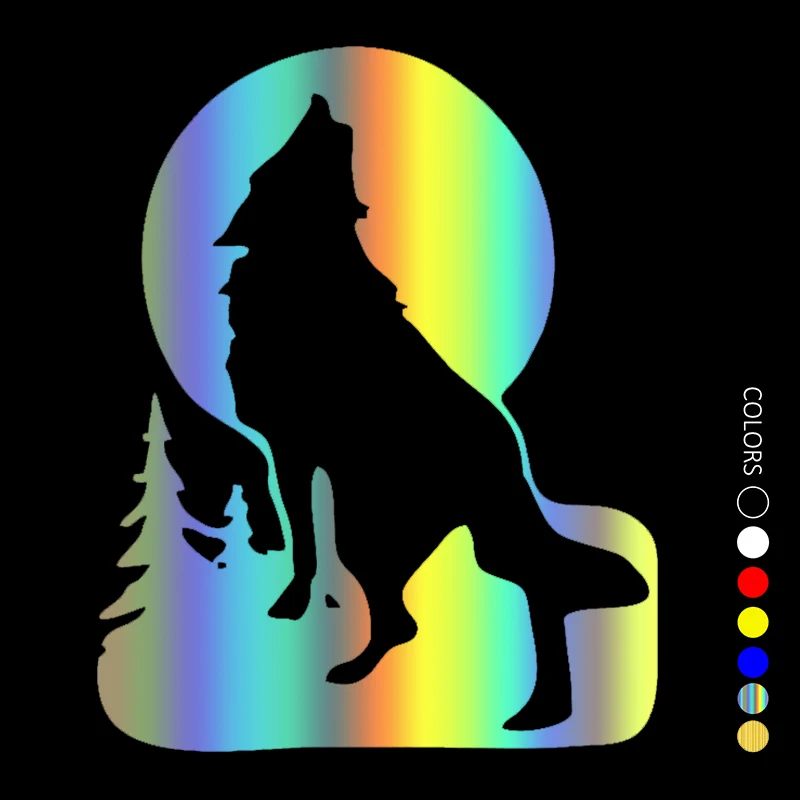 

30046# 15x19 cm car sticker Howling Wolf Against the Moon waterproof car decal vinyl stickers on car truck bumper rear