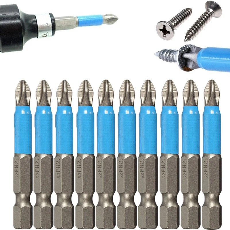 2/5/10Pcs Screwdriver Bits Set 50mm PH2 Anti-slip with Magnetic 1/4