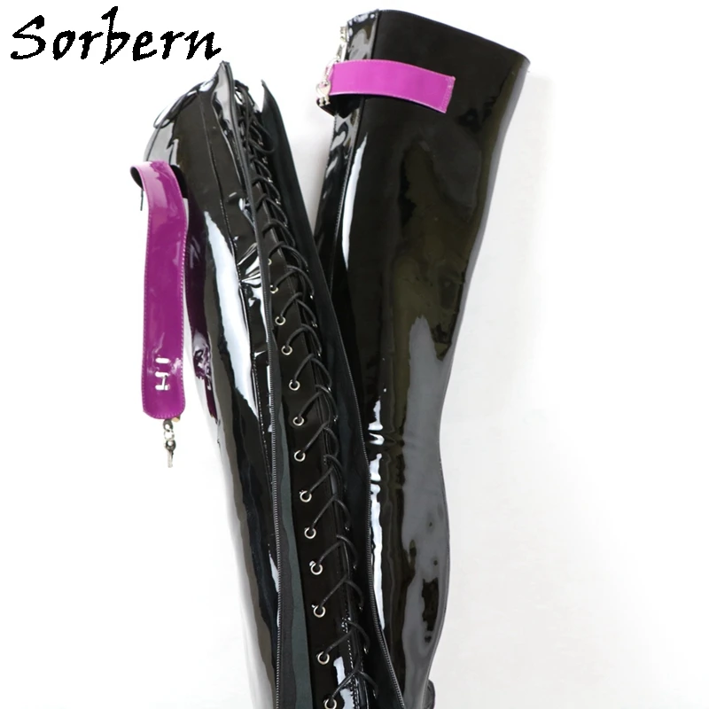 Sorbern Sexy balletto zoccolo stivali da donna stivali con plateau Fetish lungo tacchi alti cinturini con fibbia allacciatura frontale cerniera con