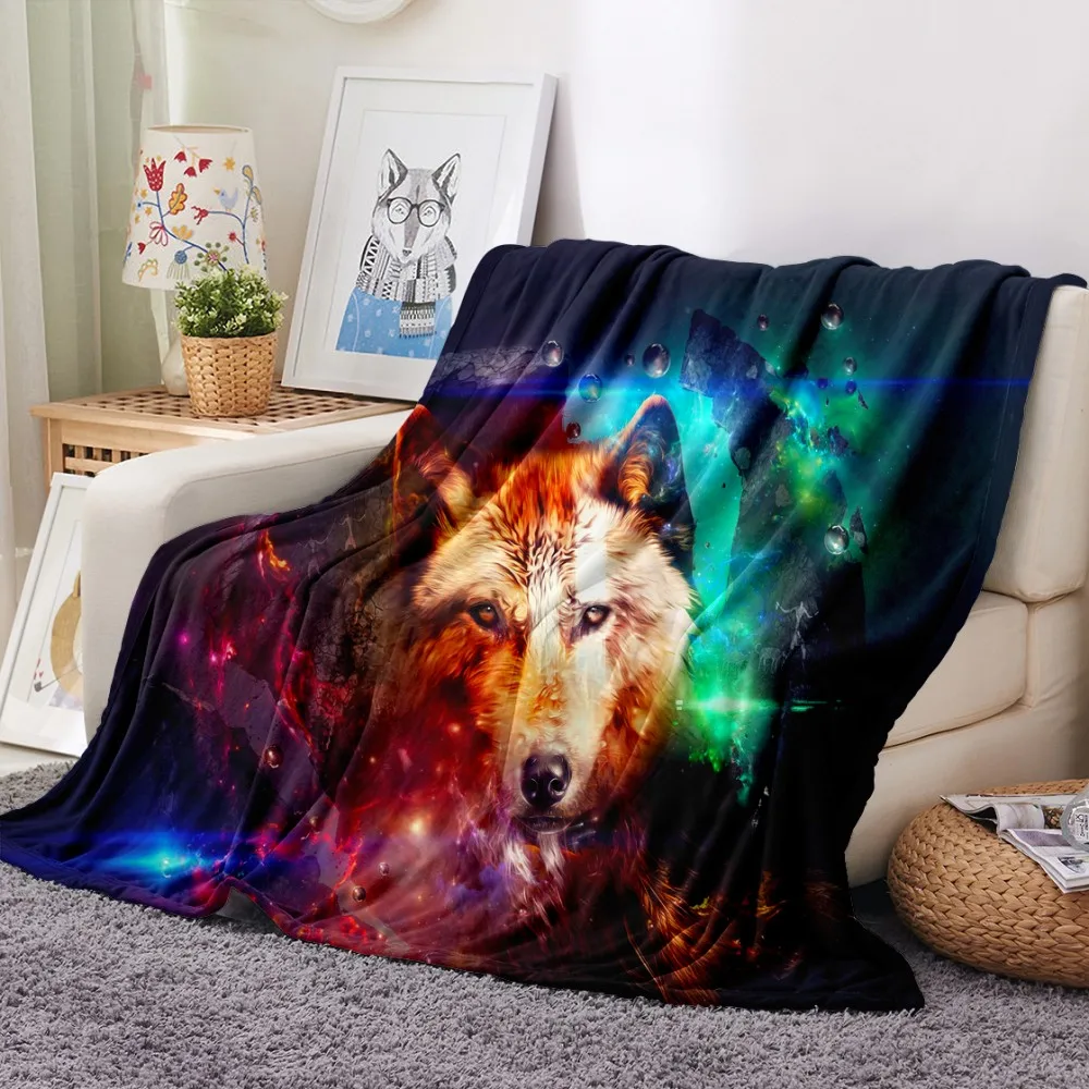 

Wolf Blanket Gift for Girls Boys Teens 3D Print Animals Blanket Soft Flannel Fleece Blanket for Sofa Bed Dropshipping Bedding