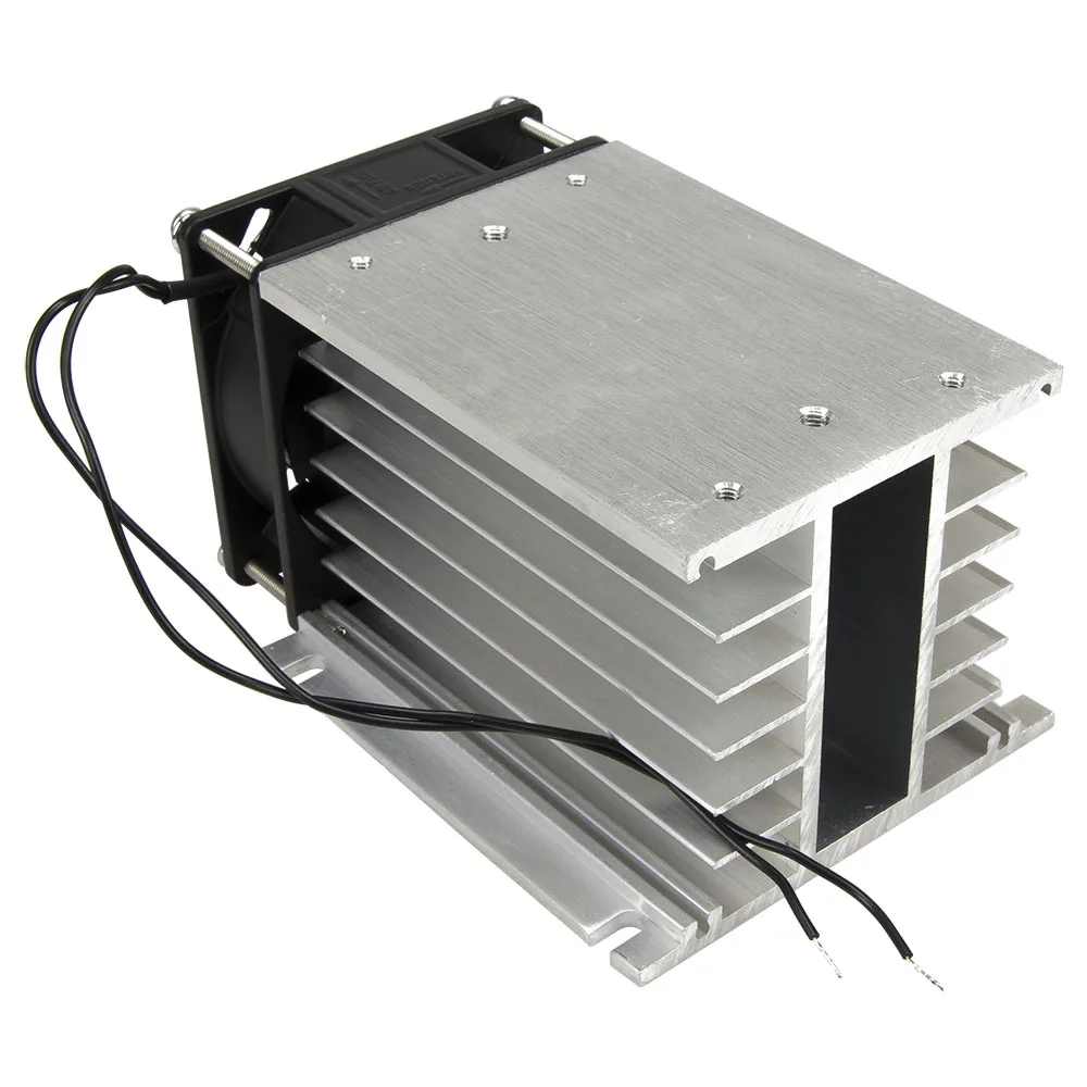 FHSH01F-110 110*100*80 mm 60A three phase solid state relay SSR aluminum heat sink radiator with 220VAC fan and protective cover