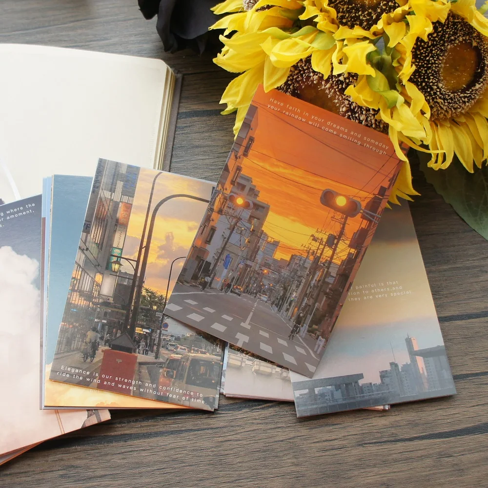 15pcs The Most Beautiful Time of The Day Is Sunset Design Post Card Greeting Cards Gift Card Party Invitation Scrapbooking Use