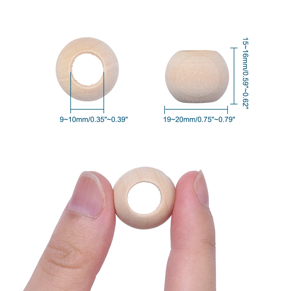 Cuentas de madera sin terminar con agujero grande, espaciador suelto de madera Natural blanca antigua, cuentas de macramé para fabricación de joyas