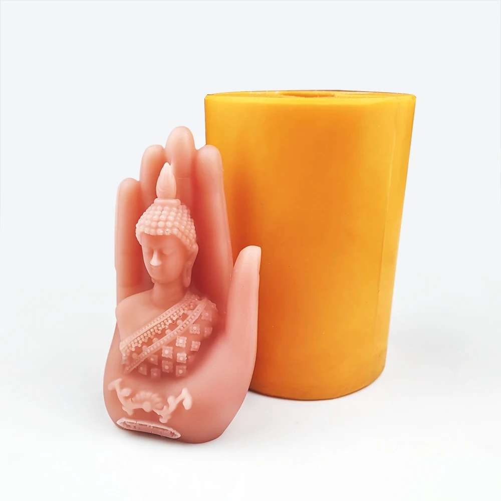 TS0169 PRZY Elephant Buddha Moulds Candle Mold 3D Hand Buddha In The Palm Molds Mold Silicone Clay Resin Moulds