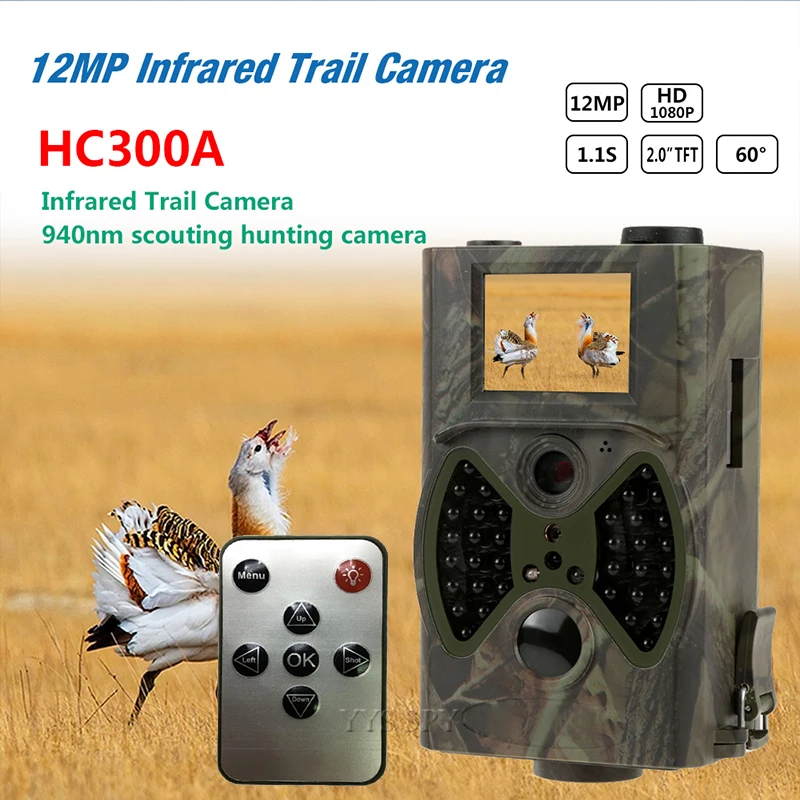 12MP Infrared Trail Camera 2.0'' TFT 1080P HD Video Cam Night Vision Outdoor Scouting Wildlife Animal Mini Hunting Camara Espia