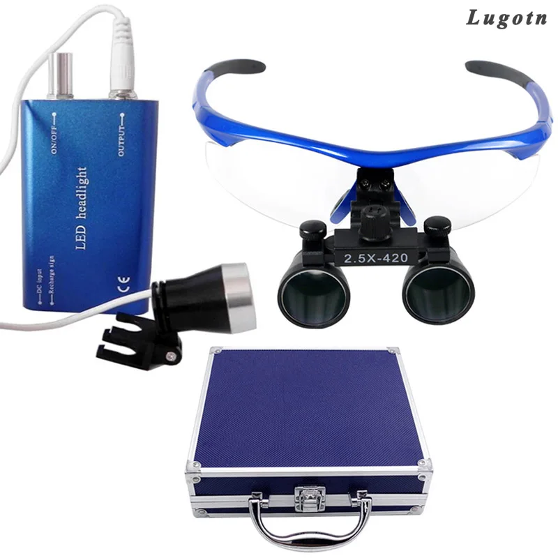 

Metal Box 2.5X Magnification Good Package Surgical Magnify Medical Oral LED Head Lamp Headlight Operate Loupe Dental Magnifier