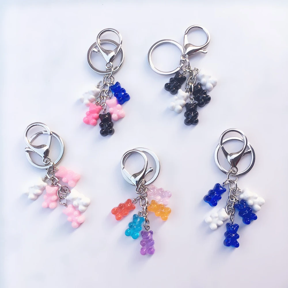 1 Pcs Gummy Bear Keychain Colorful Resin Bear Pendant Keyring for women Car Key Ring Bag Pendant Jewelry