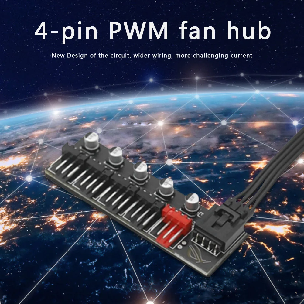 5 Port PC Fan Hub Splitter Speed Controller Adapter for 4 Pin PWM Cooler Cooling Fan Computer Cables Connectors Accessories