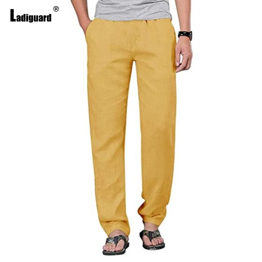 Pantalones rectos de lino y algodón para hombre, ropa Sexy de talla grande, con bolsillo, para exteriores, primavera y otoño, 2021, S-3XL