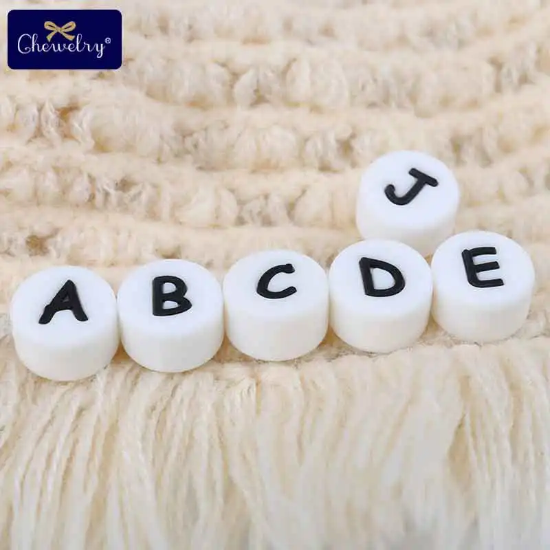 10pc Silicone Letter Beads Food Grade Baby Teether Bead English Alphabet Beads For Personalized Name DIY Teething Necklace Toys