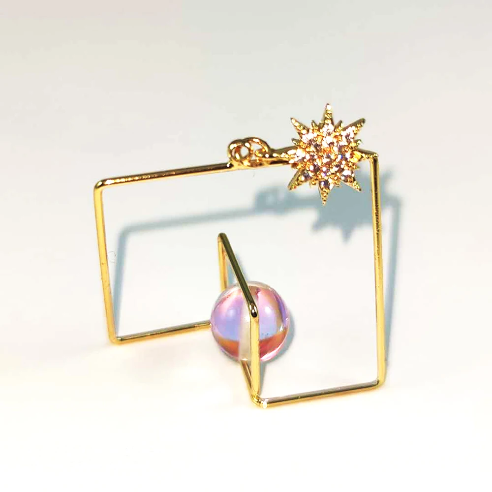 New style earrings, pure copper frame with seven-color pearls, non-fading, non-allergenic white fungus studs