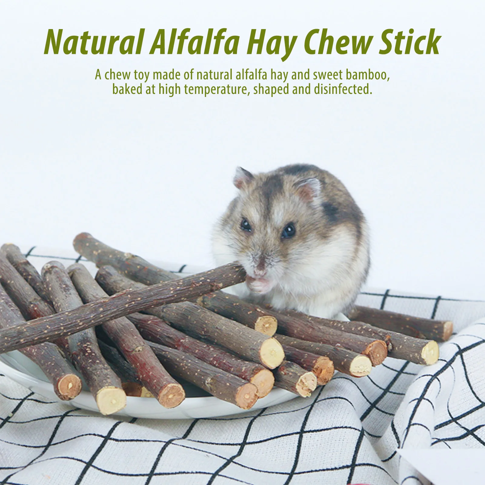 Pet Chew Toys Natural Apple Sticks / Alfalfa Hay Sticks And Sweet Bamboo 3 Kinds Of Combination Chew Toys For Rabbits Hamster