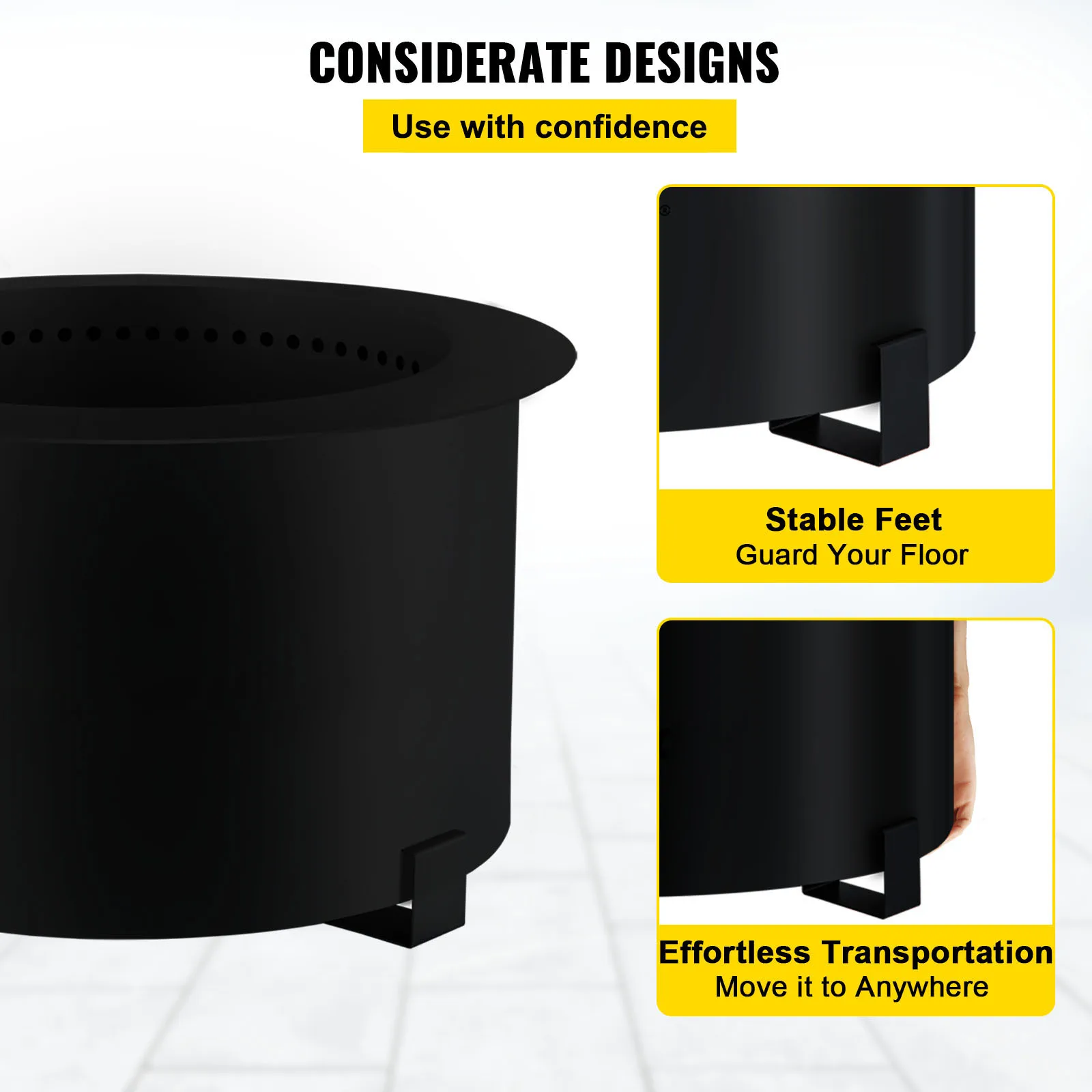 Бездымная горелка VEVOR 21,5 дюйма из углеродистой стали, горелка большого диаметра для пикника, кемпинга, заднего двора