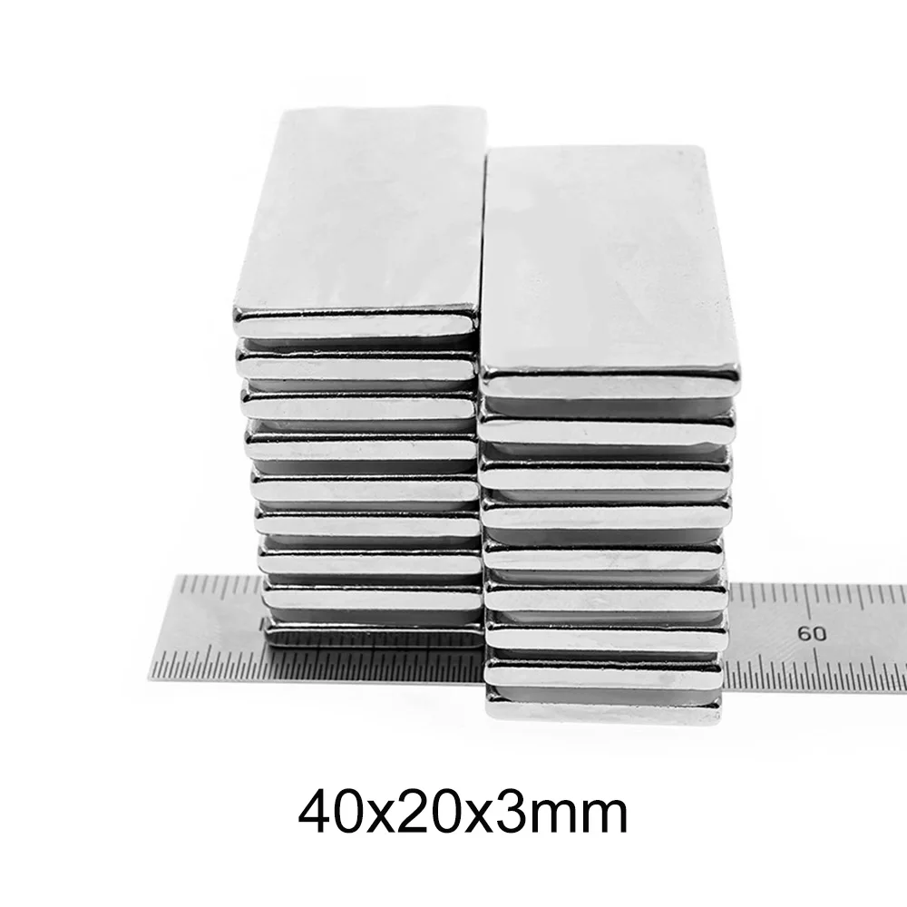 2/5/10/30PCS 40x20x3 Block Powerful Magnet Thickness 3mm magnet for crafts 40x20x3mm Strong Permanent Magnet sheet 40*20*3 mm