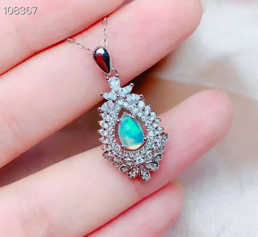 

Opal Pendant Natural Real Opla necklace pendant S925 sterling silver Natural real opal