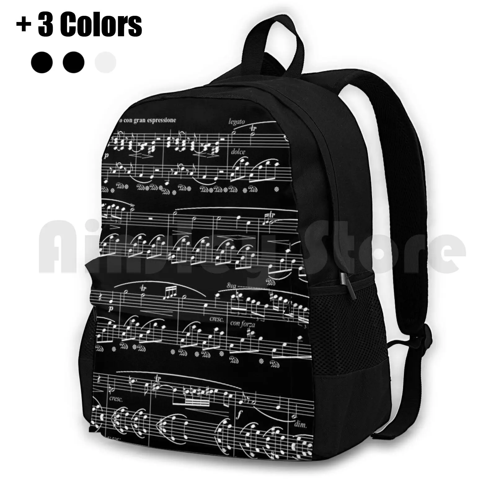 Nocturne By Chopin Outdoor Hiking Backpack Riding Climbing Sports Bag Music Chopin Piano Notes Nocturne