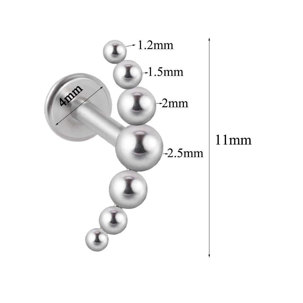 25PCS/Lot Titanium & Steel Lip Bar Labret Clear Crystal Earring Helix Tragus Cartilage Flat Base Ear Studs Piercing Wholesale