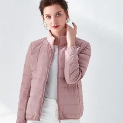 Chaquetas ultraligeras impermeables de alta calidad para mujer, abrigos informales con cuello levantado, chaqueta de plumas portátil para mujer, JK-814