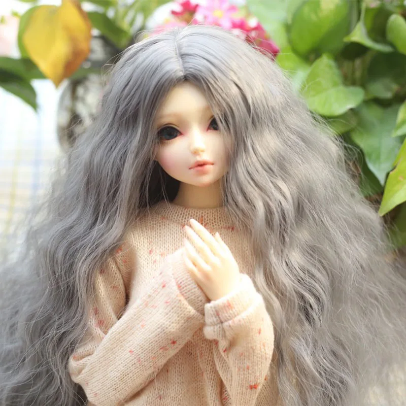 1/3 1/4 1/6 1/8 BJD/SD Doll Wig High Temperature Long Fashion Grey Curly Wavy Hair