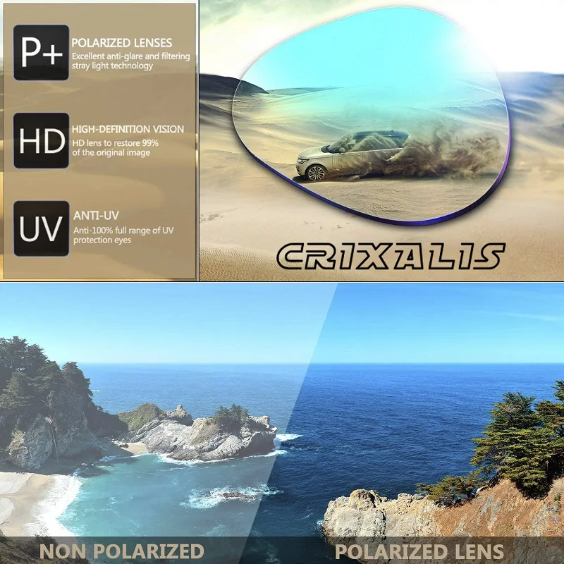 CRIXALIS Mode Gepolariseerde Zonnebril Voor Mannen Vierkante Oversized Anti Glare Driver Spiegel Zonnebril Vrouwen UV400 Bril Mannelijke