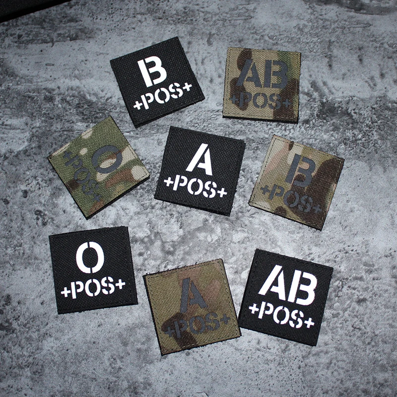 Blood Type IR Patch A+ B+ O+ AB+ POS Positive Fast Tactics Helmet Sticker Reflective Night Vision Reversed CP Badge Decoration