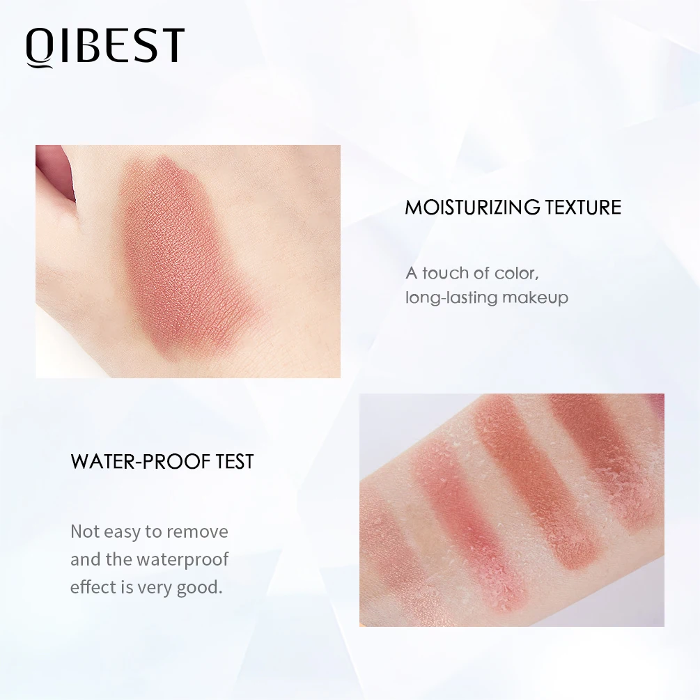 QIBEST Makeup Blush Palette Smooth 6 Colors Cheek Stain Peach Blusher Cream Contour Cosmestics Face Rouge Natural Blush Palette