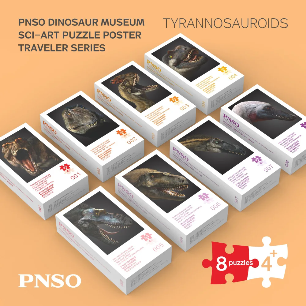 PNSO Dinosaur Museum Puzzle Poster Traveler Series Tyrannosaurus Family Set 8