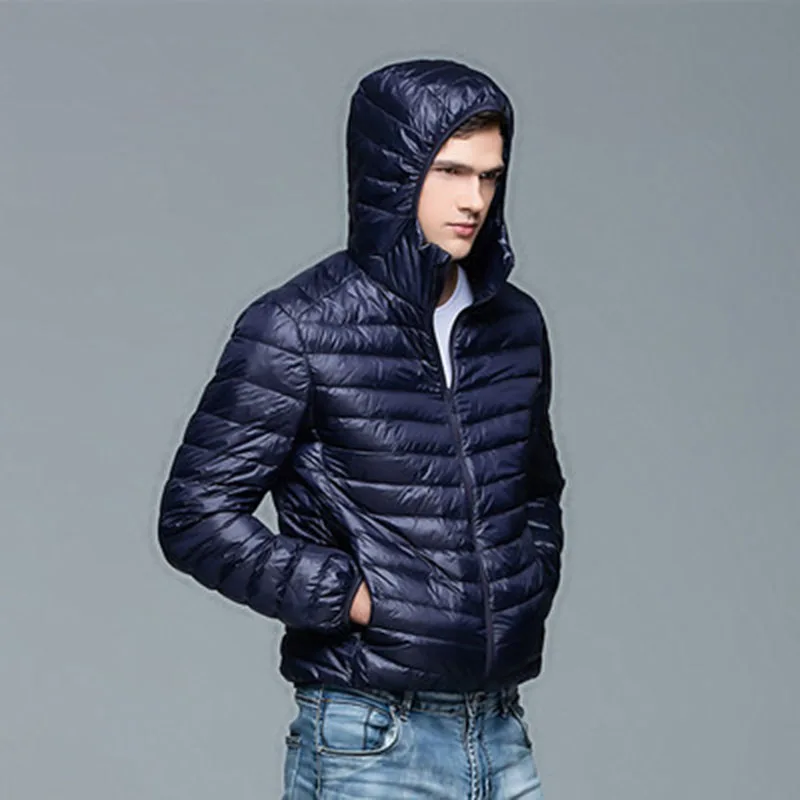 Man Winter Autumn Jacket White Duck Down Jackets Men Hooded Ultra Light Down Jackets Warm Outwear Coat Parkas Outdoors