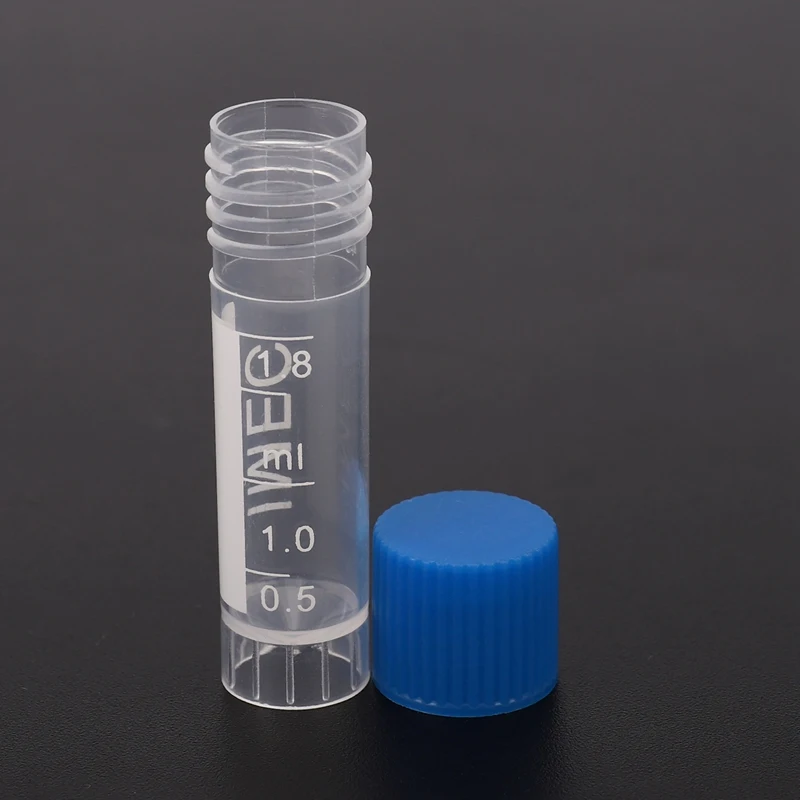 50Pcs 1.8Ml Plastic Graduated 0.063Oz Cryovial Test Tube Sample Pipe With Seal Cap