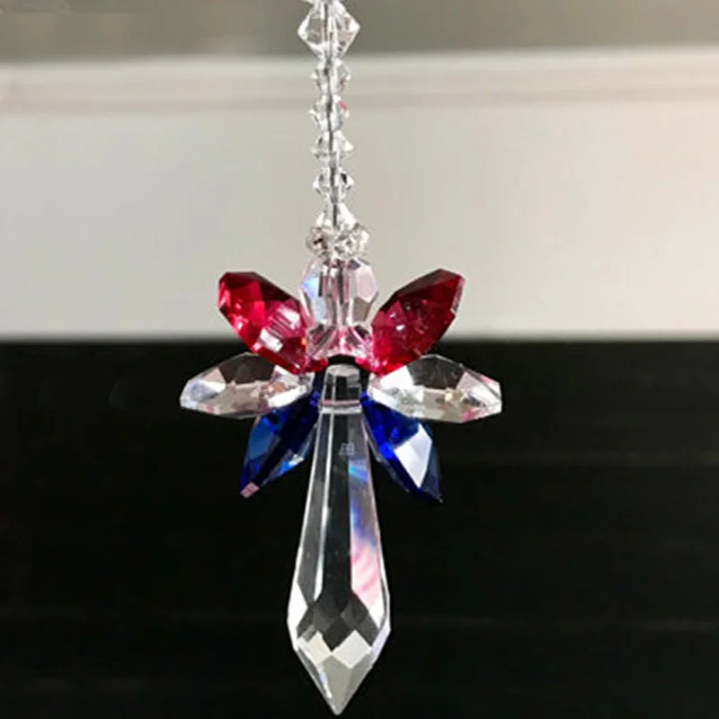 1PCS Rainbow Guardian Angel Crystal Suncatcher Hangings Crystal Glass Ornament Home Garden Decoration Porch Decor