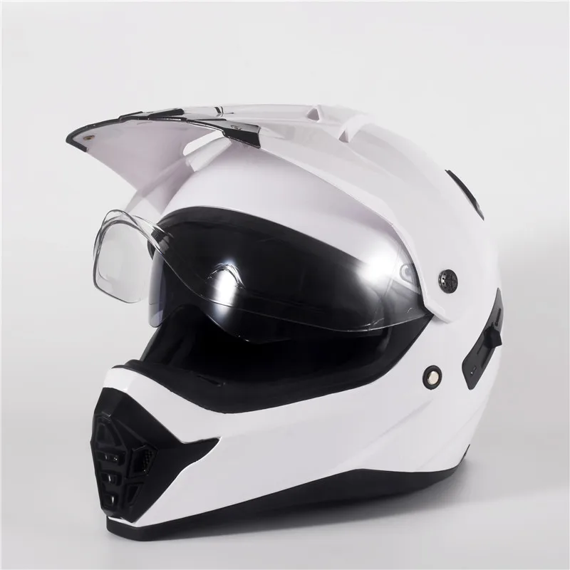 ECE Dirt Bike Helmet Off-Road Full Face Helmet for ATV Motocross MX Enduro Quad Sport, Magic beads, Large white