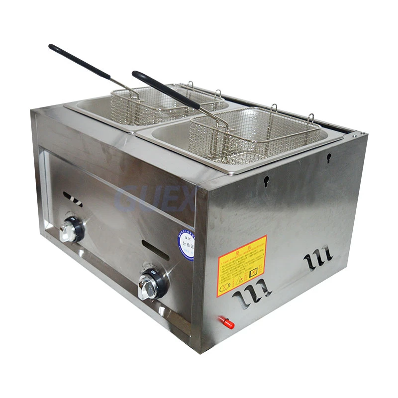 Commercial Gas Fryer Gas Fryer Energy Saving Double Cylinder Fryer Stainless Steel French Fries Fryer