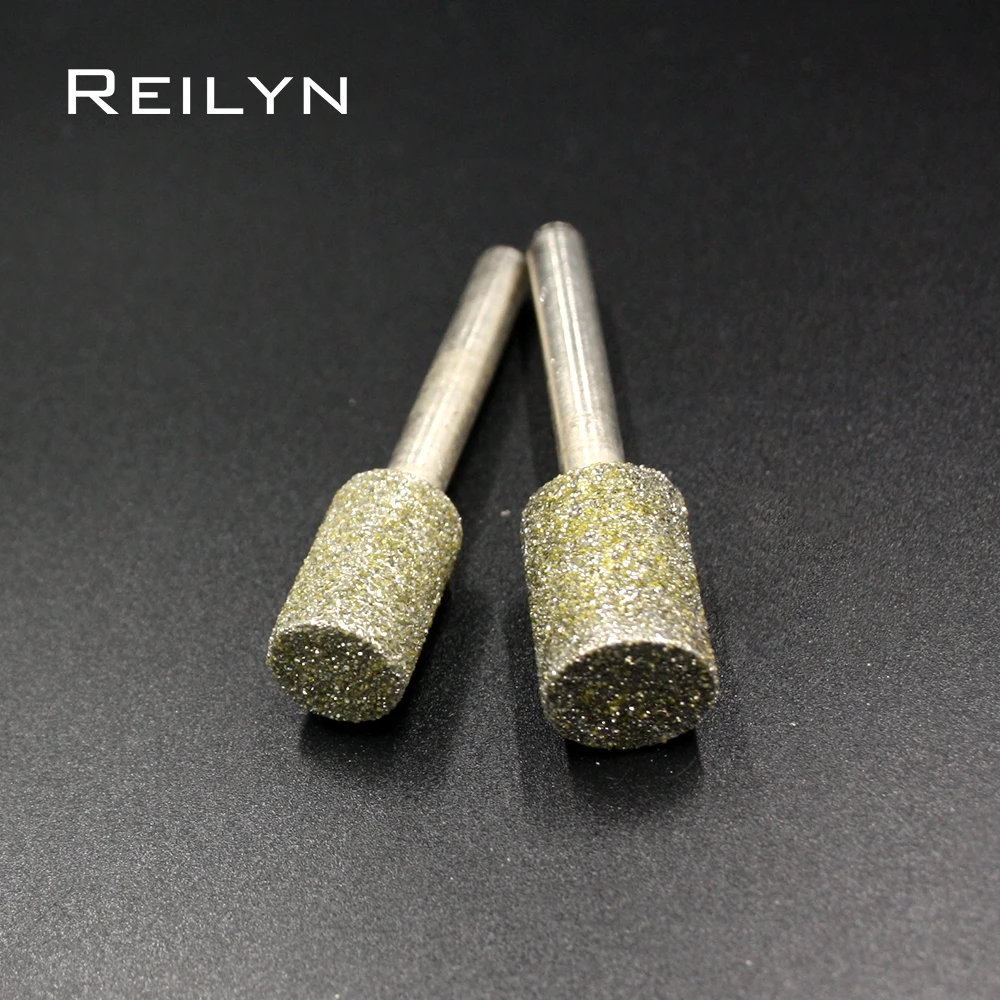 1pc 46# Cylinder Bits 6-30mm Emery Grinding Points Diamond Abrasive Bits Jade Grinding Burr Teeth Dental Machine Abrasives