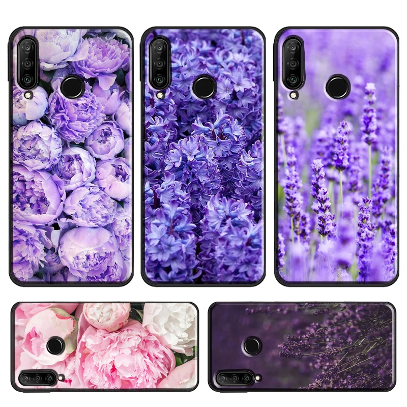 Purple Flower Lavender Peonies Case For Huawei P40 Lite P20 P30 Pro P Smart Z 2019 Mate 20 Lite Nova 5T Honor 50 10i 8X 9X