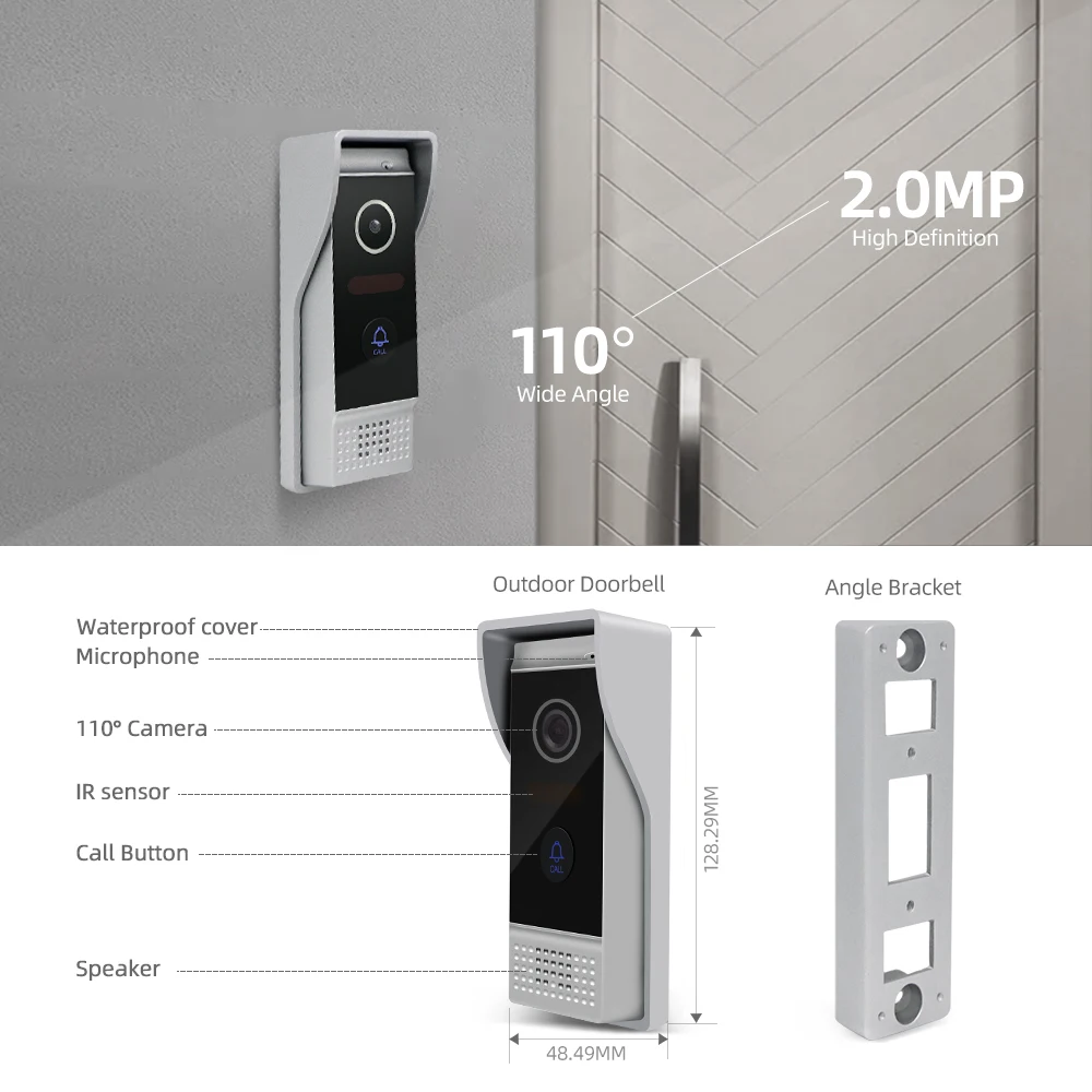 Jeatone Wireless WiFi Smart Video Intercom System 1080P Full Touch Screen Hd Câmera Wired Door Phone Falar Desbloquear Porteiro